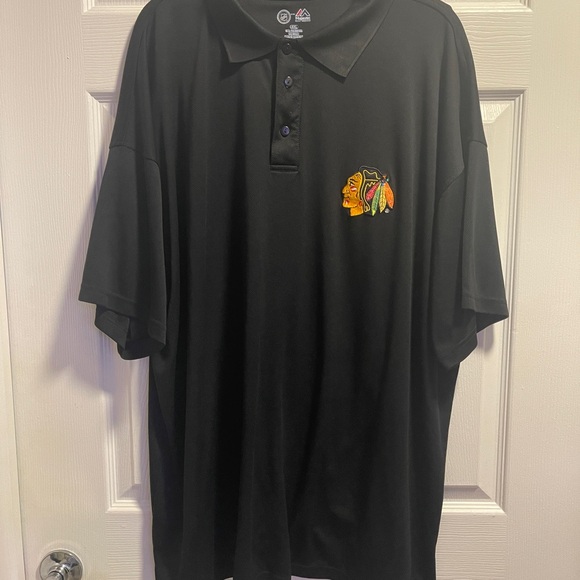Chicago Blackhawks Antigua Big & Tall 4XL Tribute Polo - Black - Picture 2 of 8